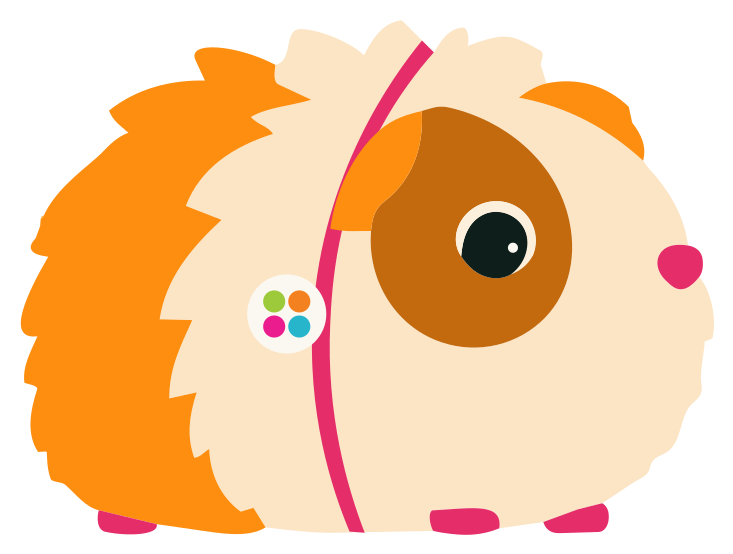 Illustration of Puff the guinea pig, Pet Health Hub small pet mascot