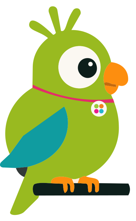 Illustration of Chatter the parrot, Pet Health Hub bird mascot
